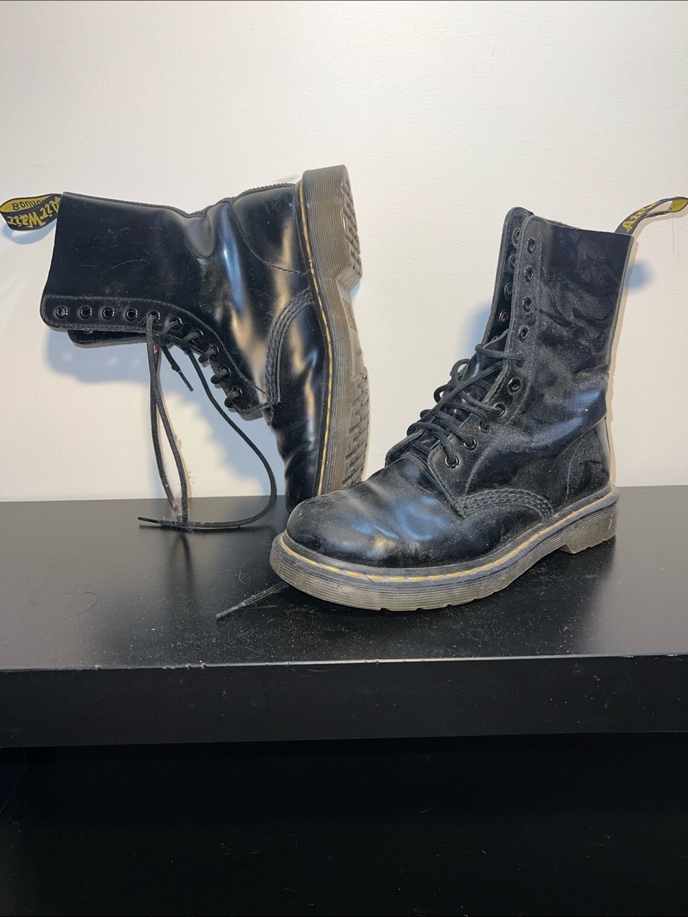 Dr. Martens Black 8-Eye Lace-Up Leather Combat Boots